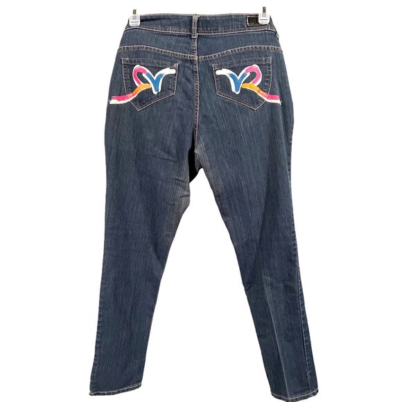 Rocawear Womens Blue Jean Pants Stretch Back Pocket Design Size 16 - Picture 2 of 3